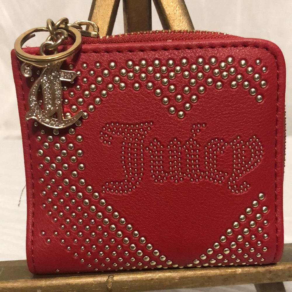 Juicy Couture Red Studded Wallet with Signature Logo Charm